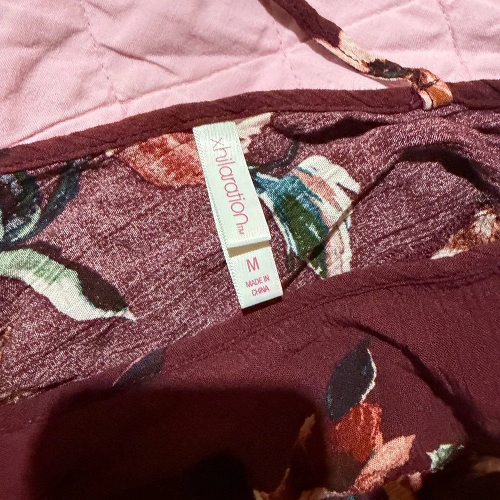 Xhilaration Burgundy‎ Floral Romper